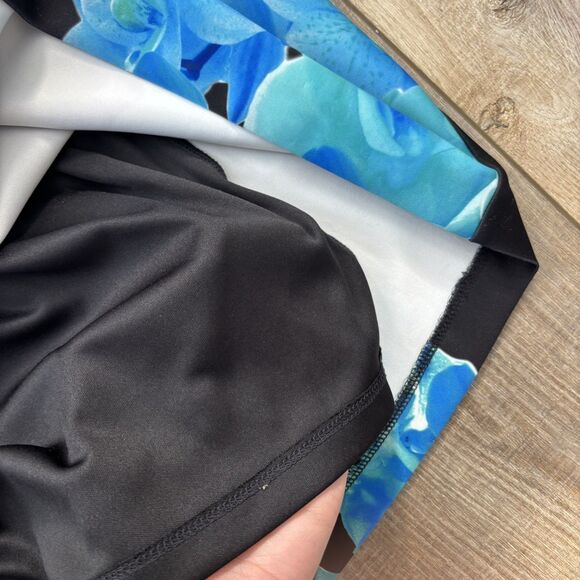 Calvin Klein Blue Black Sleeveless Floral Fit & Flare Cocktail Dress Sz 8 Spring - Picture 6 of 11